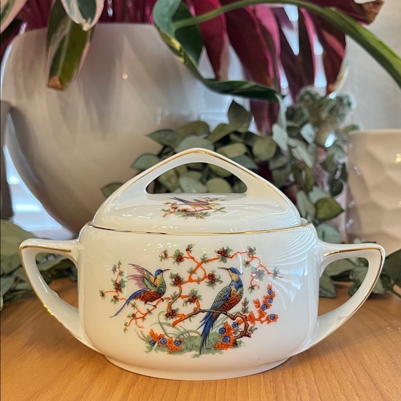 Bohemia Donatello Vintage Sugar Bowl & Relish Dish Birds Of Paradise 1921-1945 - Picture 4 of 16